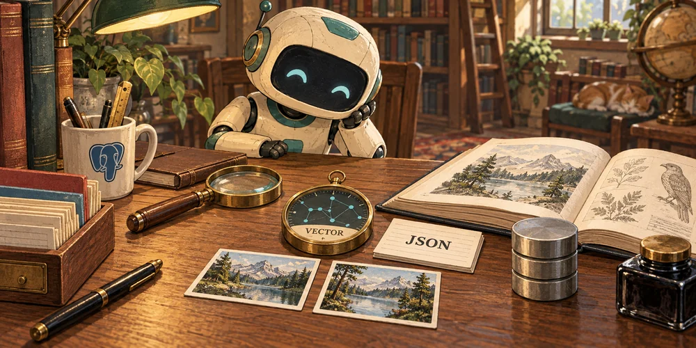 Vectors, JSON, full-text search, and raw documents sitting together in an everyday toolbox