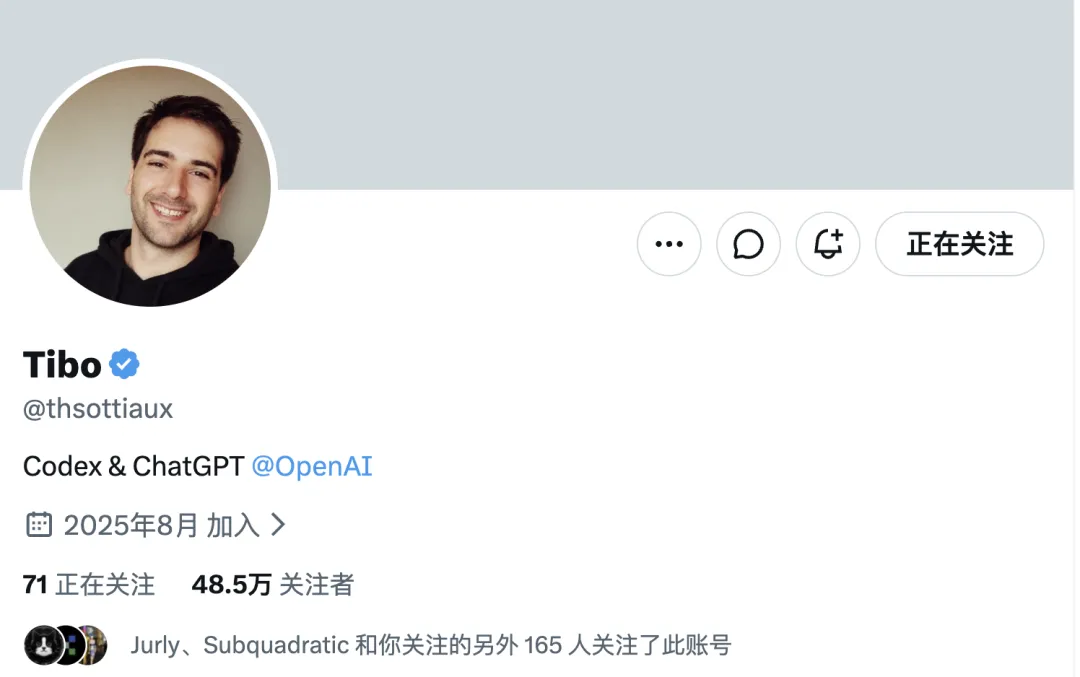Tibo’s X profile and follower count