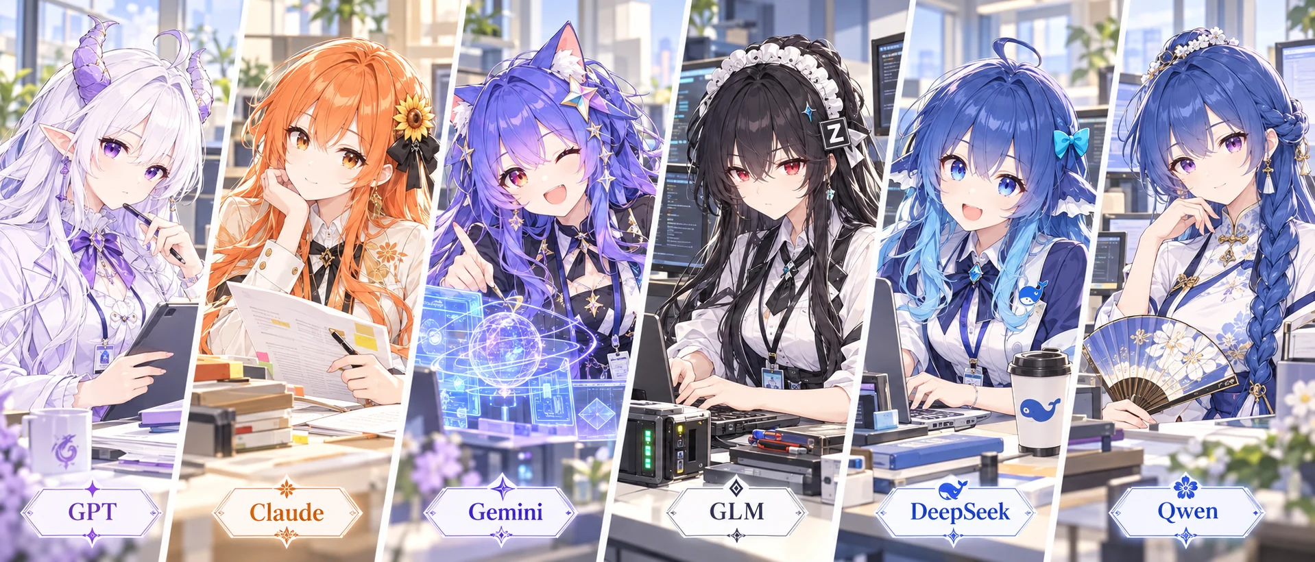 GPT、Claude、Gemini、GLM、DeepSeek 与 Qwen 的数字同事群像